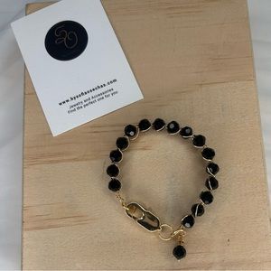Handmade bracelet gold plated 14k with black stones